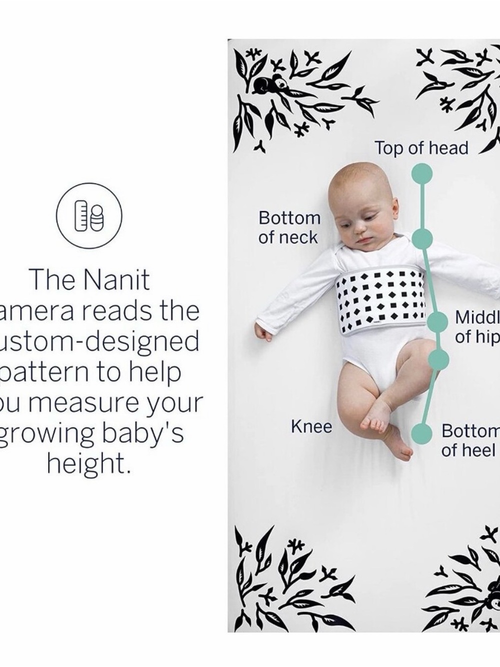 Nanit Smart Measuring Crib Sheet — White with Black Pattern